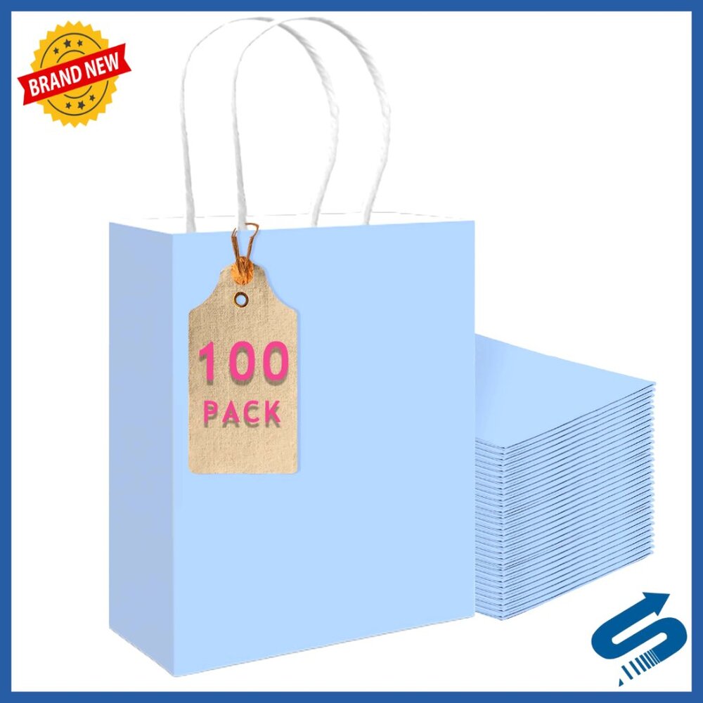 Bulk Gift Bags with Handles Medium Size Paper Party Favor Supplies 100PCS
